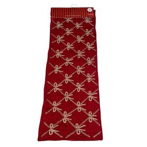 Granville Lane Red Velvet Beaded Table Runner 13x36 Christmas Decor Holiday